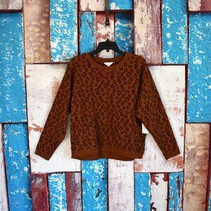 Women's Time and Tru Animal Print Swing Sweatshirt Relaxed Fit MEDIUM Brown NEW